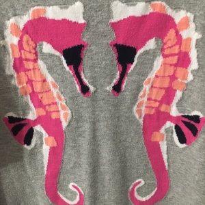 Crown & Ivy Pink and Gray Seahorse Crew Neck Sweater